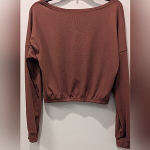 Set Brown Long Sleeve Crop Top and Pants XL